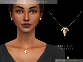 Sims 4 — Gold Leaf Necklace by Glitterberryfly — A gold leaf necklace with golden chain