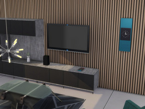 Sims 4 — Oak Slat Wall Panel by rschris1995 — A modern slat wall panel that doubles up as an acoustic barrier, perfect