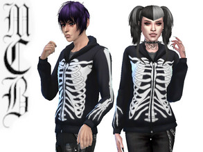 Sims 4 — Skeleton Hoodie by MaruChanBe2 — Cute unisex skeleton hoodie for your horror and Halloween loving sims <3