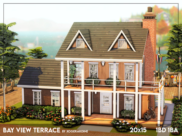 Sims 4 — Bay View Terrace (NO CC) by xogerardine — Very small, one bedroom house! I saw this inspo on Pinterest and I had