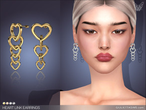 Sims 4 — Heart Link Earrings by feyona — Heart Link Earrings come in 4 colors of metal: yellow gold, white gold, rose
