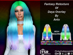 Sims 4 — Fantasy Retexture of Daya Overlay by Anto by PinkyCustomWorld — Extra color overlay for Daya hair (both short