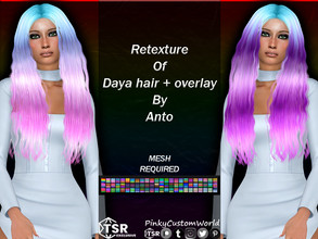 Sims 4 — Fantasy Retexture of Daya hair + overlay by Anto by PinkyCustomWorld — This set contains both versions of Daya