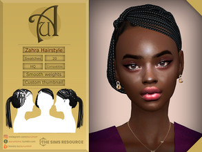 Sims 4 — Zahra - Hairstyle by AurumMusik — New hairstyle with locks ponytail and bangs for female sims in 20 colors by