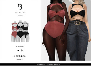 Sims 4 — Slinky Cut Out Strappy Bodysuit by Bill_Sims — This bodysuit features a slinky material with a cut out design! -