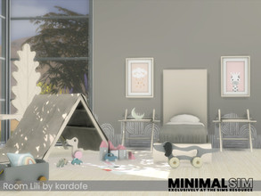 Sims 4 — Room Lili by kardofe — Children's bedroom in a minimalist and sober style, with neutral colours and pastel