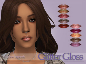 Sims 4 — Glitter Gloss by SunflowerPetalsCC — A very glittery lip gloss in 10 shades.