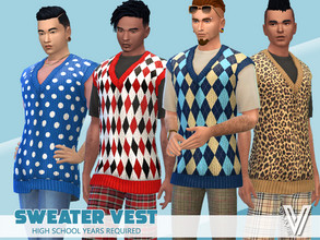 Sims 4 — Sweater Vest High School Years Redux by SimmieV — An epically roomy sweater vest with some equally equally epic