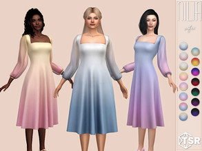 Sims 4 — Nilia Dress by Sifix2 — An ombre dress with sheer sleeves. Comes in 15 colors for teen, young adult and adult