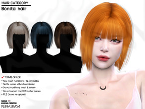 Sims 4 — Bonita hair by Reina_Dambi — - New mesh - ALL LOD - HQ compatible - Hat compatible