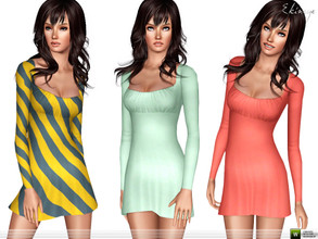 Sims 3 — Square Neck Long Sleeve Mini Dress by ekinege — This dress features a square neckline, mini silhouette, long
