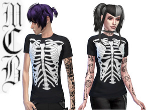 Sims 4 — Skeleton T-shirt by MaruChanBe2 — Cute unisex skeleton t-shirt for your horror and Halloween loving sims <3