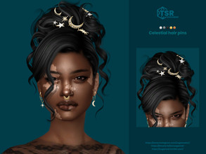 Sims 4 — Celestial hair pins by sugar_owl — Hair pins with stars and crescents for male and female sims. Designed for