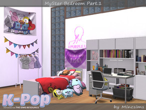 Sims 4 — K-POP MyStar Bedroom Part.1 by Mincsims — This bedroom was designed for teenage girl who loves K-Pop. Part.1