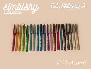 Sims 4 — Cute Stationery Set 2 - Felt Pen (Spread) by simbishy — A spread of felt pens.