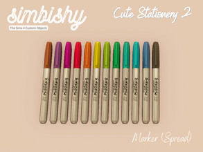 Sims 4 — Cute Stationery Set 2 - Marker (Spread) by simbishy — An spread of markers.