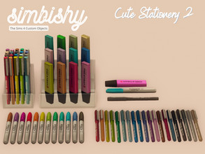 Sims 4 — Cute Stationery Set 2 by simbishy — A set of cute stationery to rainbow-fy your study sessions. Includes