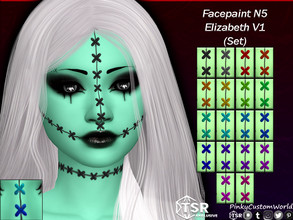 Sims 4 — Facepaint N5 - Elizabeth V1 (Set) by PinkyCustomWorld — Happy Halloween. Here I bring you a facepaint with