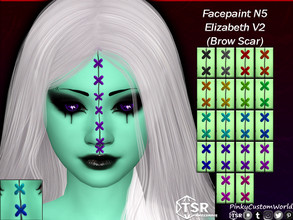 Sims 4 — Facepaint N5 - Elizabeth V2 (Brow Scar) by PinkyCustomWorld — Happy Halloween. Here I bring you a facepaint with