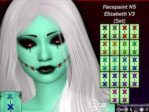 Sims 4 — Facepaint N5 - Elizabeth V3 (Set) by PinkyCustomWorld — Happy Halloween. Here I bring you a facepaint with