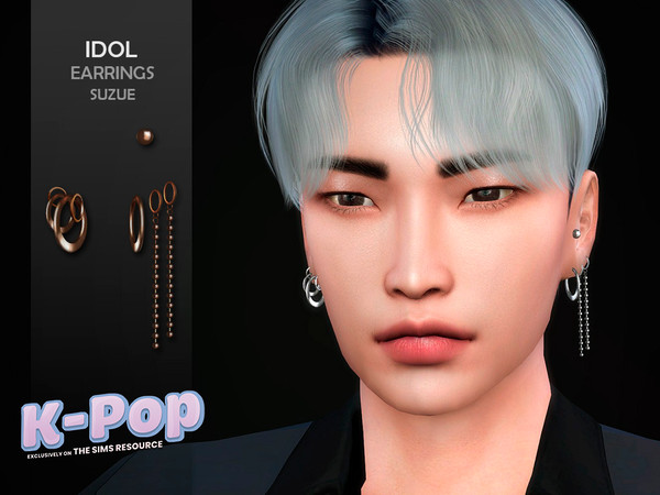 Sims 4 — KPop Idol Earrings by Suzue — -New Mesh (Suzue) -12 Swatches -For Female and Male -HQ Compatible