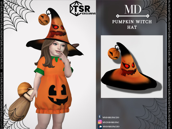Sims 4 — pumpkin witch hat toddler - Halloween 2022 by Mydarling20 — new mesh base game compatible all lods all maps 10