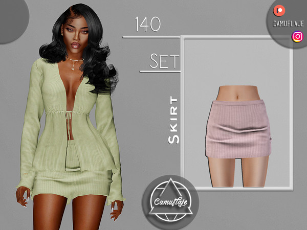 Sims 4 — SET 140 - Skirt by Camuflaje — Fashion party set that includes skirt & blouse ** Part of a set ** * New mesh