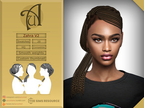 Sims 4 — Zahra V2 - Hairstyle by AurumMusik — Second version of Zahra Hairstyle with locks ponytail and bangs for female
