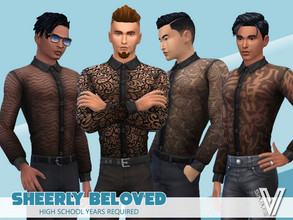 Sims 4 — Sheerly Beloved Shirt by SimmieV — A sheer long sleeve shirt with eight subtle patterns in the weave. Elevate