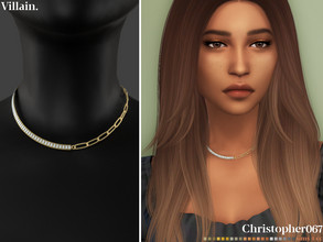 Sims 4 — Villain Necklace by christopher0672 — This is a fun half baguette diamond and thin chain necklace. 21 Metal