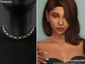 Sims 4 — Nemesis Necklace by christopher0672 — This is a super elegant metal chain necklace linked with baguette