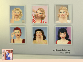 Sims 4 — Female Beauty Paintings - No CC by watersim44 — Paintings Female Beauty - recolor Retro Vintage Divas for your