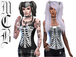 Sims 4 — Skeleton Tank Top by MaruChanBe2 — Cute skeleton tank top for your Halloween loving sims <3 Two variations.