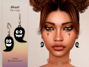 Sims 4 — Ghost Earrings by Suzue — -New Mesh (Suzue) -8 Swatches -For Female and Male -HQ Compatible