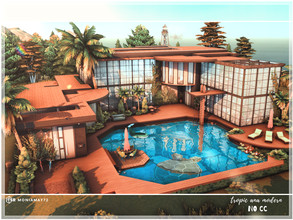 Sims 4 — Tropic Ana Modern No CC Lot by Moniamay72 — This is a tropic modern Home perfect for a family of six. Surrounded