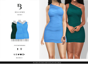 Sims 3 — Ruched One Shoulder Neckline Mini Dress by Bill_Sims — This dress features a slinky material with a one shoulder