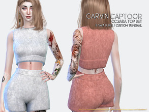Sims 4 — Sara Top Set by carvin_captoor — Created for sims4 Original Mesh All Lod 8 Swatches Don't Recolor And Claim you