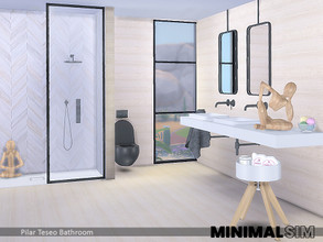 Sims 4 — MinimalSim Teseo Bathroom by Pilar — Minimalist style with a touch of colour