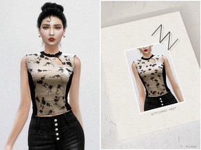 Sims 4 — STITCHING VEST by ZNsims — The design details are: sleeveless, spliced and printed. 4 colors. 