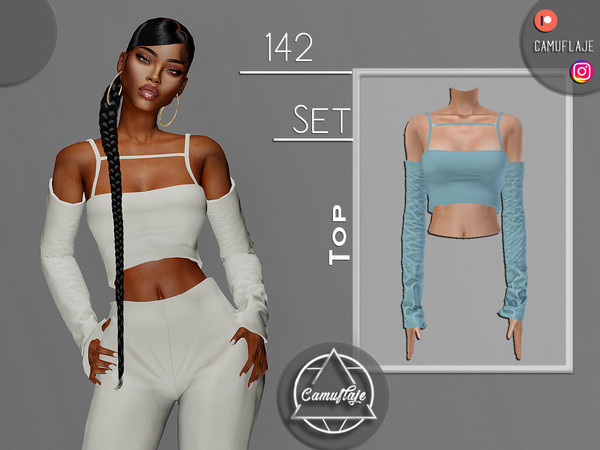 Sims 4 — SET 142 - Top by Camuflaje — Fashion sporty set that includes pants & top ** Part of a set ** * New mesh *