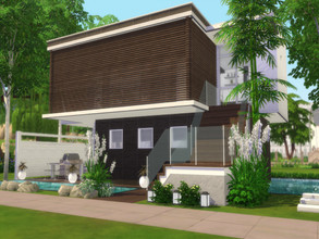 Sims 4 — Modern Naya by Suzz86 — Modern Home featuring kitchen,breakfast bar, and livingroom. 1 Bedroom 1 Bathroom 2