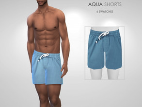 Sims 4 — Aqua Shorts by Puresim — Swimwear shorts in 6 swatches.