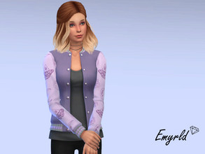 Sims 4 — Purple Jersey Jacket by Emyrld — 2 tone purple jersey jacket with pattern on the sleeves