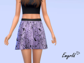 Sims 4 — Moth Pattern Short Skirt (requires Cats and Dogs) by Emyrld — short purple tulle skirt with moth pattern