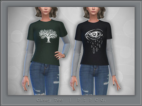 Sims 4 — Casey Tee. by Pipco — A simple layered tee in 5 swatches. Base Game Compatible New Mesh All Lods HQ Compatible