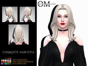 Sims 4 — Charlotte Hair Style by Oscar_Montellano — All lods Hat compatible 24 ea swatches BGC