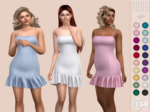 Sims 4 — Nayeli Dress by Sifix2 — A cute ruffled strap dress. Comes in 20 colors for teen, young adult and adult sims.