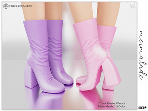 Sims 4 — Thick Heeled Boots S58 by mermaladesimtr — New Mesh 11 Swatches All Lods Teen to Elder For Female -No Slider