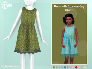 Sims 4 — Dress with lace overlay Child by MysteriousOo — Dress with lace overlay for kids in 12 colors