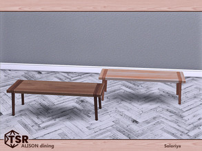 Sims 4 — Alison Dining. Bench by soloriya — Wooden bench. Part of Alison Dining set. 2 color variations. Category: